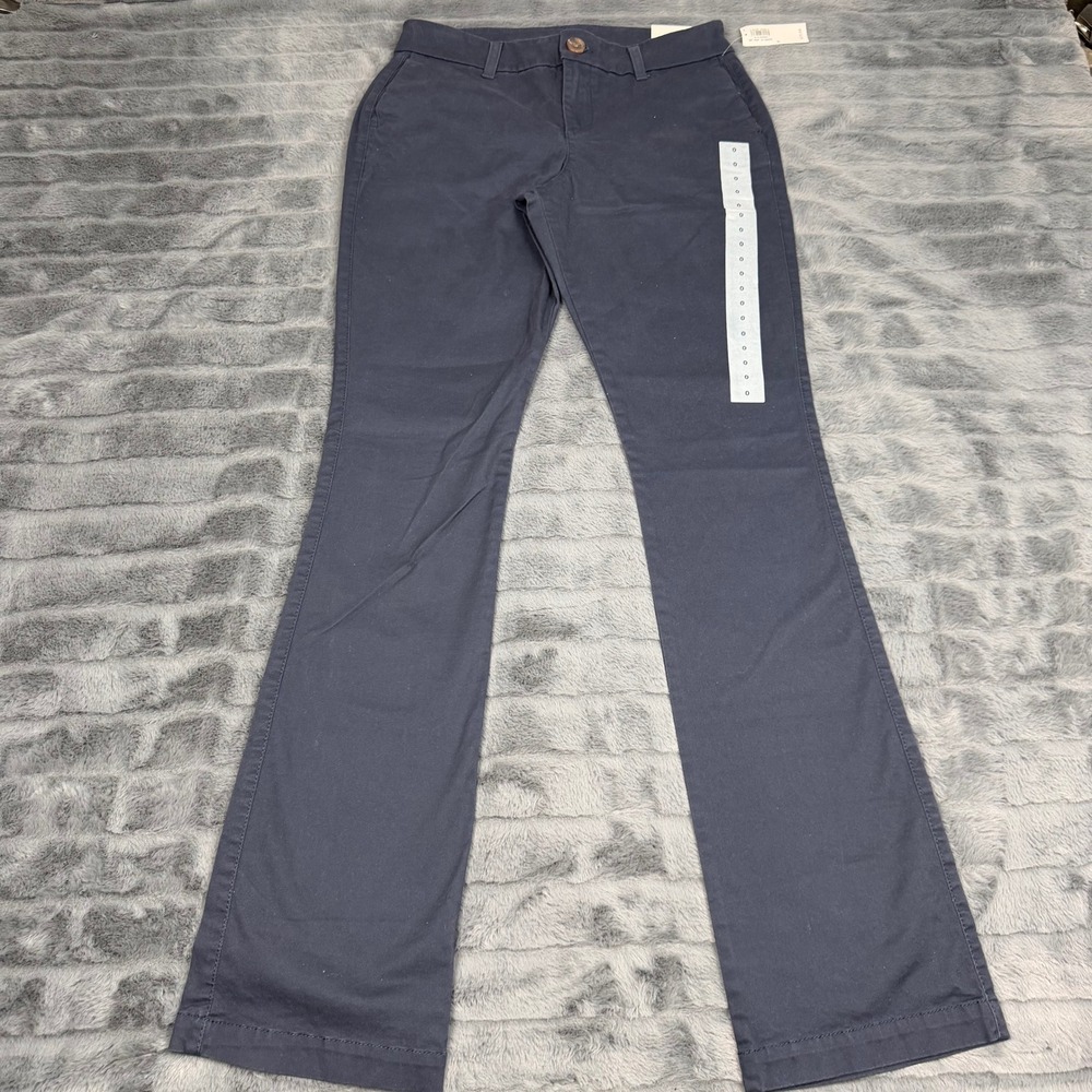 Old Navy Womens Boot-Cut Chino Pants Navy Blue Stretch Size 0 602565-10-1-0002